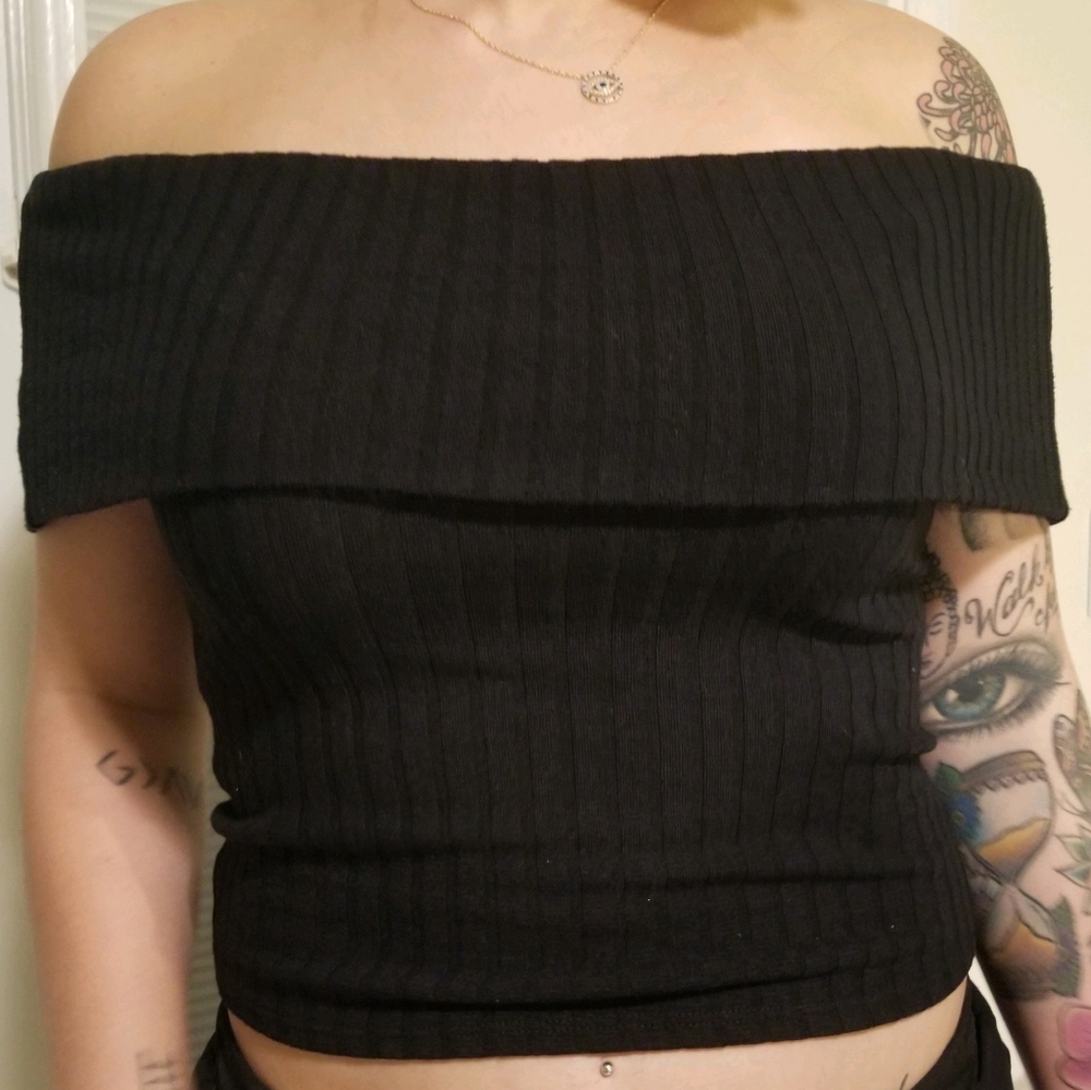 Express Ribbed off shoulder top - Picture 9 of 9
